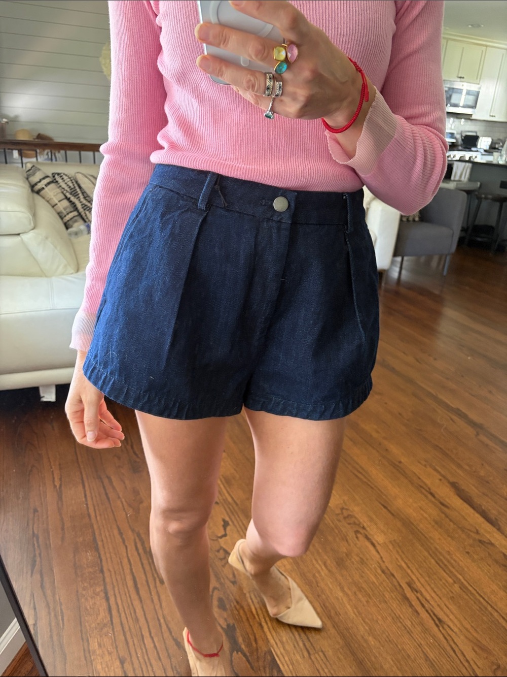 Zara Dark Blue Denim High-Waist Women's Shorts